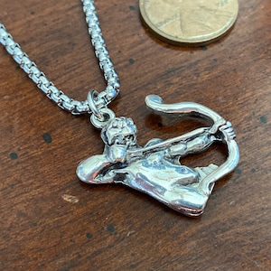 Vintage Silver Sagittarius Necklace - The Hunter Archer Centaur Pendant Tortolani Zodiac - Horoscope Astrology - December Birthday Gift