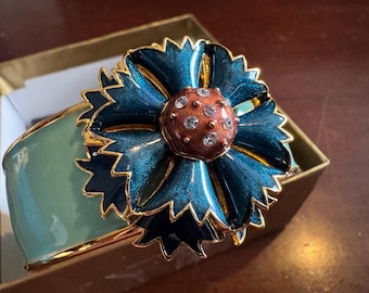 Vintage MMA House of Faberge Imperial Wildflower Bracelet  Metropolitan Museum Art Enameled 22k Gold Wildflowers Czech Crystals