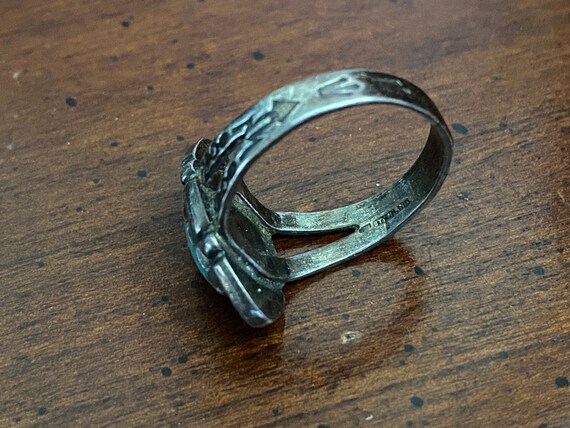 Vintage Navajo Turquoise Ring Sterling Silver Sig… - image 5