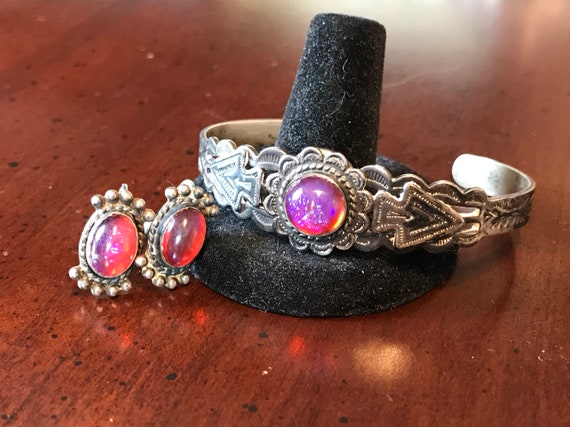 Rare Early Vintage Native American Navajo Dragon's Breath Sterling Silver Bracelet Ring Set Rare Early Vintage Native American Navajo Dragon's Breath Sterling Silver Bracelet Ring Set