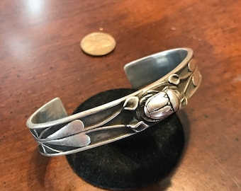 Sterling silver scarab bracelet sale