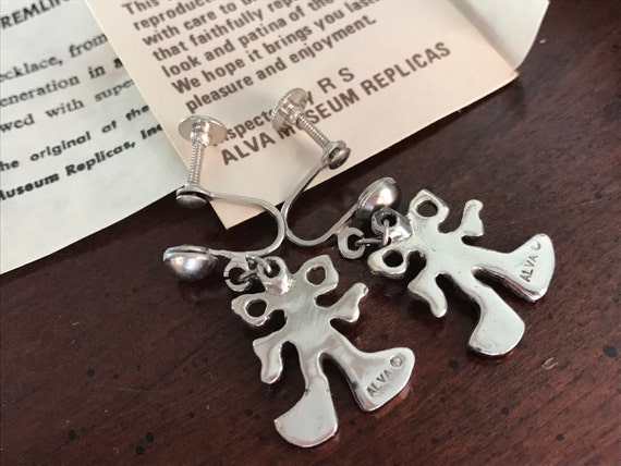 Vintage Silver Gremlin Pixie Screwback Earrings -… - image 3