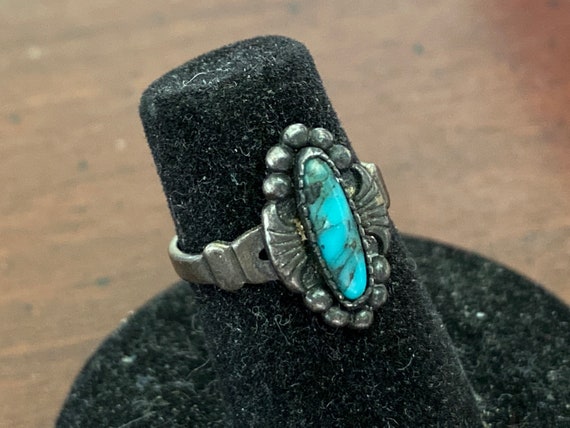 STERLING刻印 ターコイズリング ピンキー インディアンジュエリー