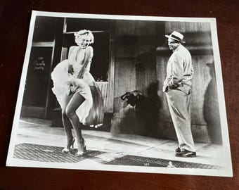 Vintage Marilyn Monroe Photo - Seven Year Itch  8x10 Cheesecake Photograph Glamour - Subway Scene New York Fleurette Jewelry - Blowing Dress