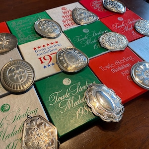 Towle 12 Days of Christmas Sterling Silver Ornaments 1971 - 1982 - Twelve Swans Turtledoves Partridge Pear French Hens Geese Maids Drummers