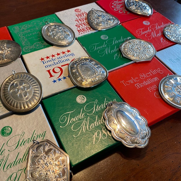 Towle 12 Days of Christmas Sterling Silver Ornaments 1971 - 1982 - Twelve Swans Turtledoves Partridge Pear French Hens Geese Maids Drummers