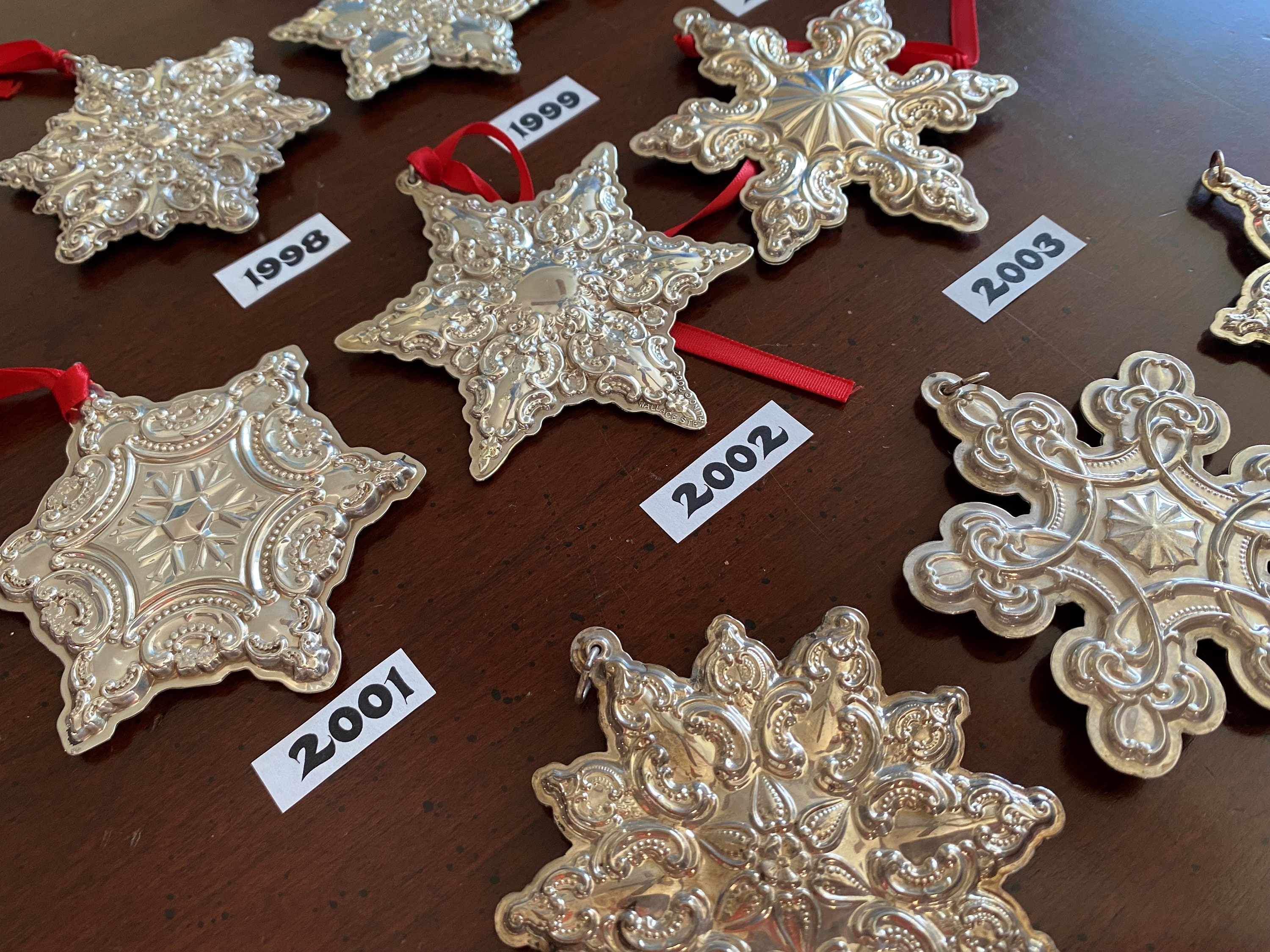 Vintage Christmas Ornament Set Acrylic Snowflakes 3 Different Snow