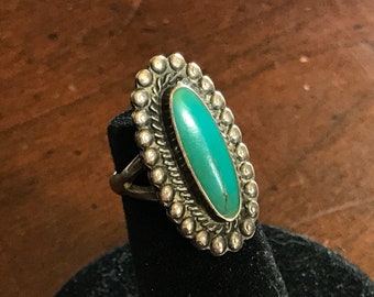 Vintage Navajo Royston Turquoise Sterling Silver Ring Sz 3 - Southwest Indian Made Native American Dead Old Pawn Statement Pinky Ring