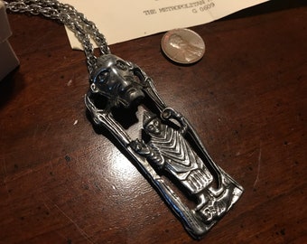 Vintage MMA Irish Blessing Silver Pendant Necklace - Crosier of Clonmacnoise - 1977 Metropolitan Museum of Art - Stieff - Celtic Bishop