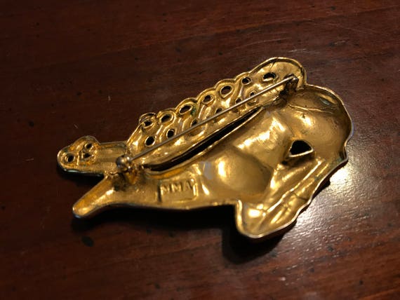 Vintage Gold MMA Crouching Scythian Stag Brooch P… - image 2