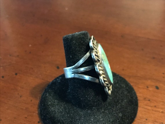 Vintage Navajo Turquoise Ring Sterling Silver - S… - image 2