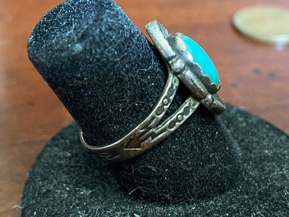 Vintage Navajo Turquoise Ring Sterling Silver Sig… - image 3