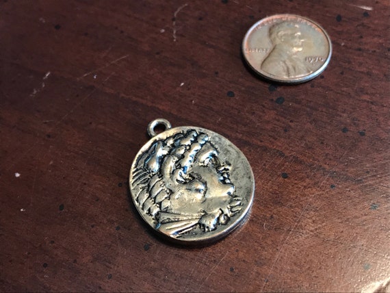 Hercules Nemean Lion Silver Greek Coin Pendant Nec