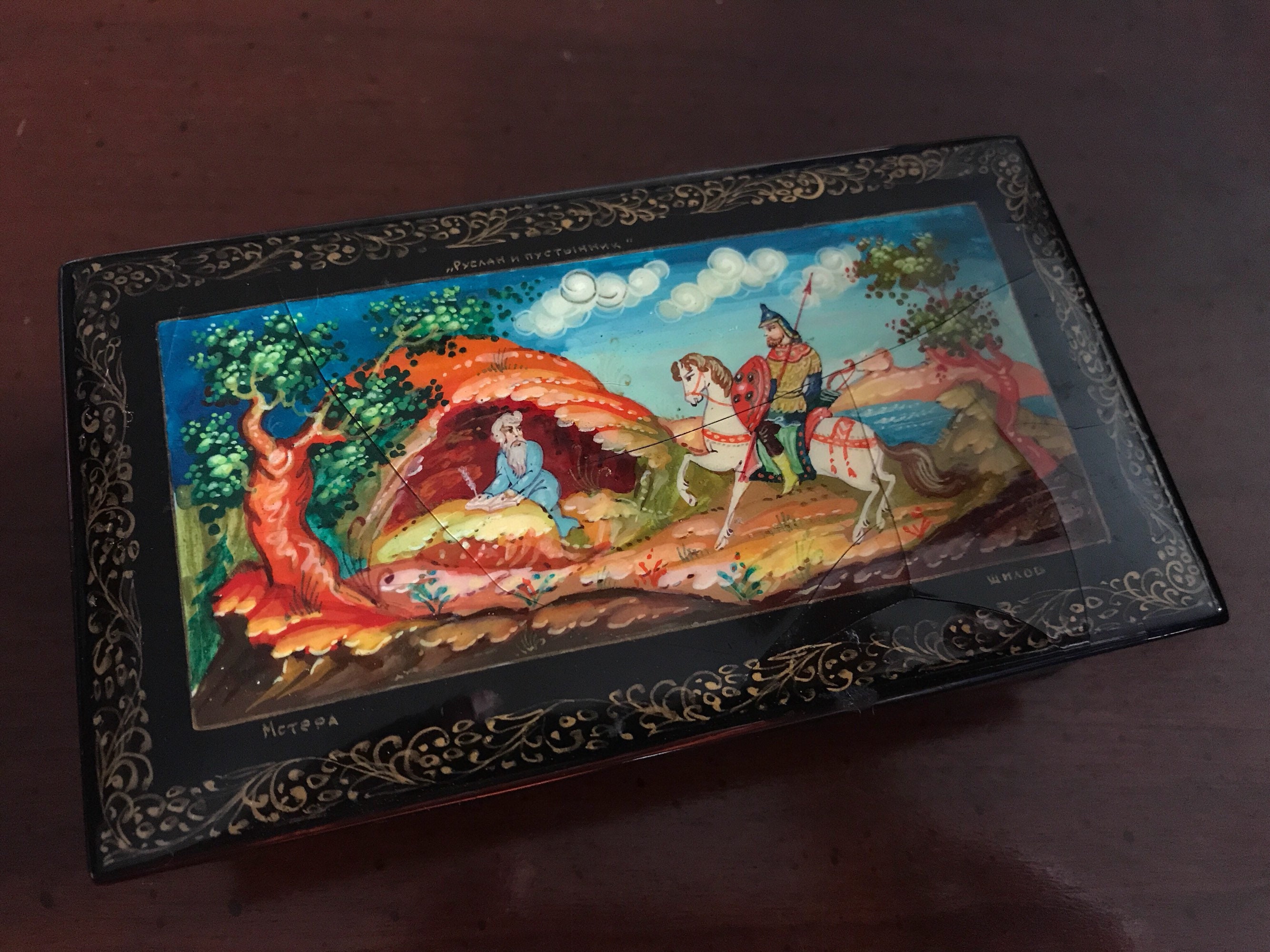 Mstyora Ruslan and Ludmila Pushkin 1930s Russian Lacquer Box