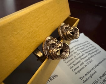 MMA Gold Theater Mask Cuff Links - Metropolitan Museum of Art Vintage - Octagonal Court of the Vatican Marcello - Actor Theatre Performers