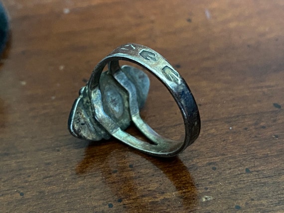 Vintage Navajo Turquoise Ring Sterling Silver Sig… - image 6