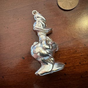 RARE Walt Disney Sterling Silver Donald Duck Christmas Ornament DLC 925 -  Pendant Vintage Puffy Tree Trimming Retro 3D