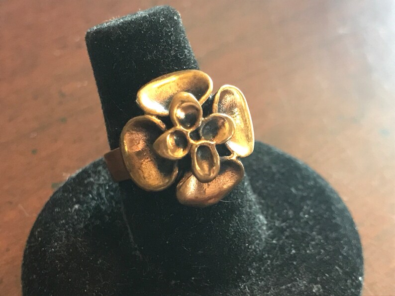Solid Bronze Renmoosbl\u00fcte Hannu Ikonen Symmetrical Reindeer Moss Ring Iceland Moss Vintage Finland Modernist Scandinavian Finnish