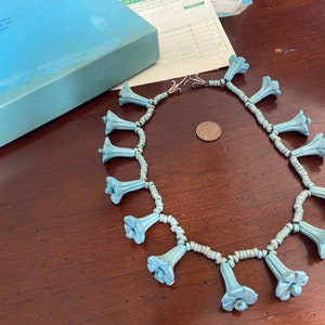 RARE MMA Jasmin Blossom Faience Necklace - Egyptian Revival - Vintage Metropolitan Museum Art Treasures of Tutankhamun - Jasmine Flower