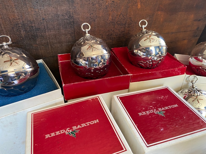 Reed and Barton Silver Holly Ball Christmas Ornaments Vintage Annual ...