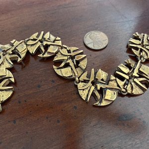 Jorma Laine Bronze Bracelet - Vintage Finland Modernist Scandinavian - Turun Hopea - Abstract Signed Brutalist Bracelet