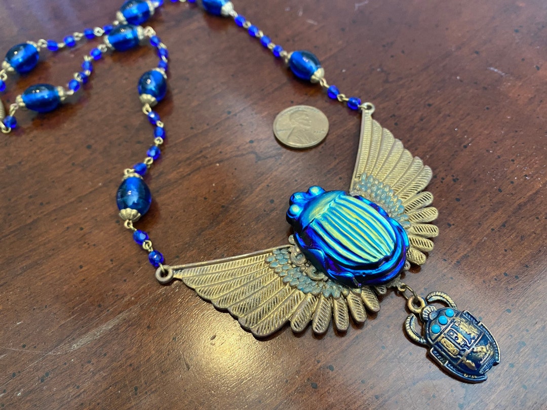 Favrile Glass Scarab Necklace by Louis Comfort Tiffany