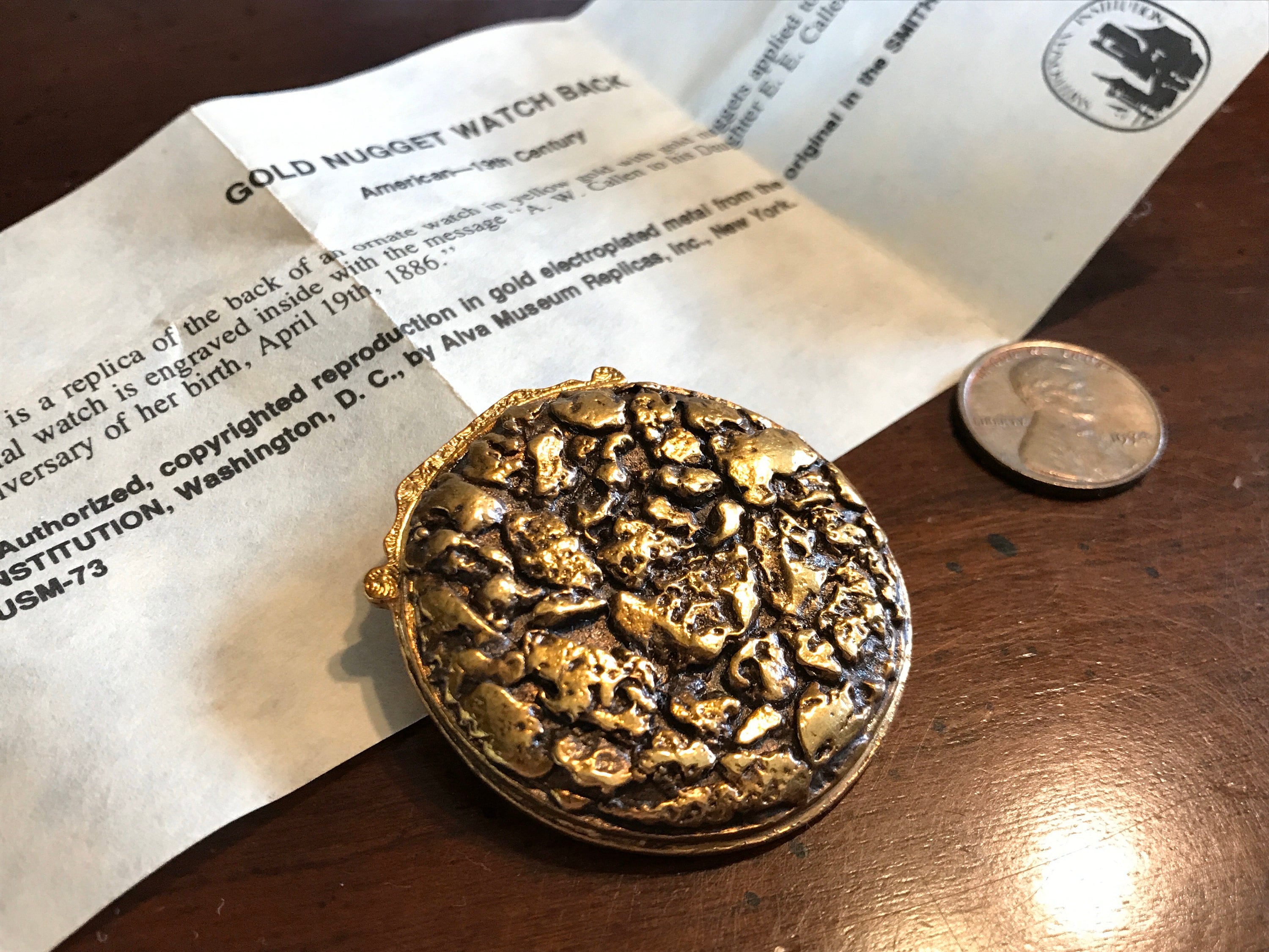 J Fish Hook Sterling Gold Nugget Brooch Hollands San Angelo 1.5 X