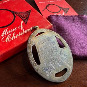 1977 Lunt Sterling Silver Silent Night Ornament - Medallion Pendant - Vintage Music of Christmas Melodies  Town Street Retro Tree Decoration
