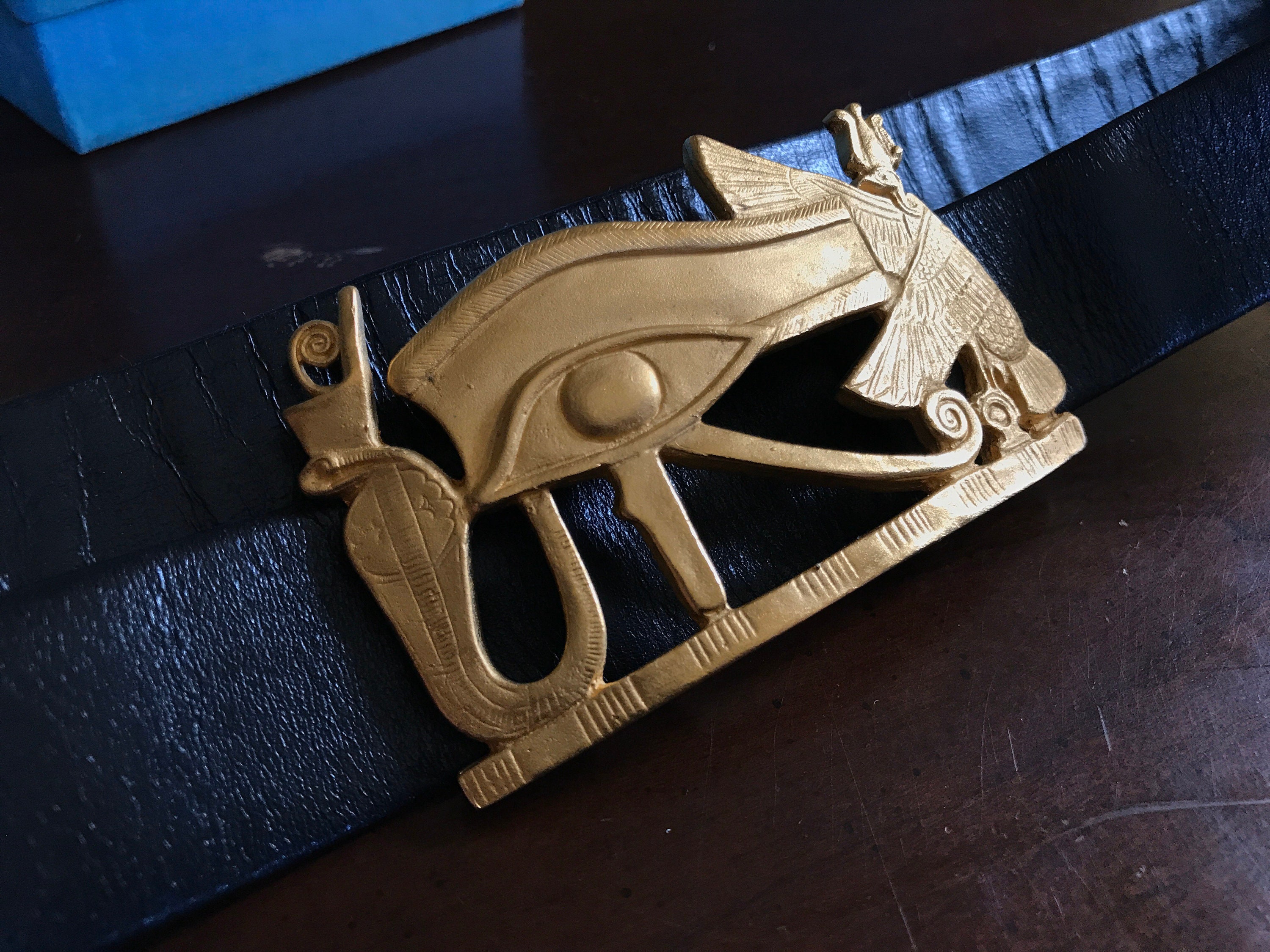 VHTF MMA Egyptian Revival Gold Udjat Eye Horus Belt Buckle
