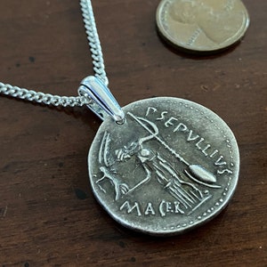Vintage Silver Goddess of Beauty Venus Coin Pendant Necklace - Love Goddess - Caesar - Denarius - Roman Coin - Greek Revival