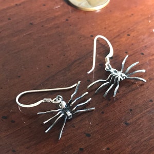 Vintage Sterling Silver Spider Earrings - Spooky Insect Goth Halloween