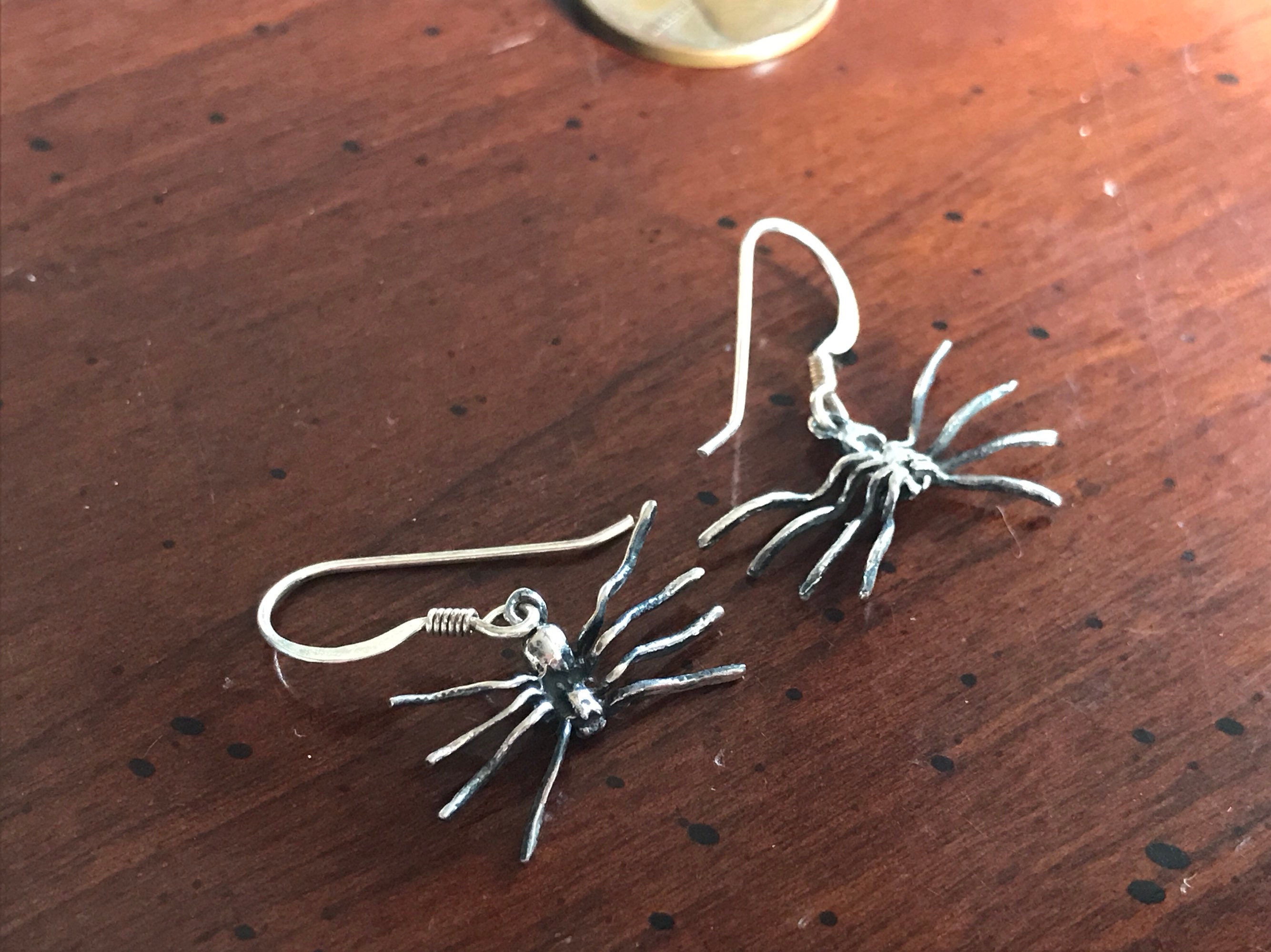 Orecchini Pendenti A Forma Di Ragno In Argento 925: Con Ragnatela, Stile Gotico Per Halloween, Leggeri (4,9 G), Chiusura A Leva. Regalo Donna.