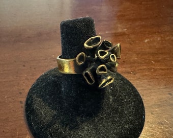 Hannu Ikonen Reindeer Moss Ring - Solid Bronze - Vintage Finland Modernist Scandinavian - Renmoosblüte - Iceland Moss - Flower Blossom Ring
