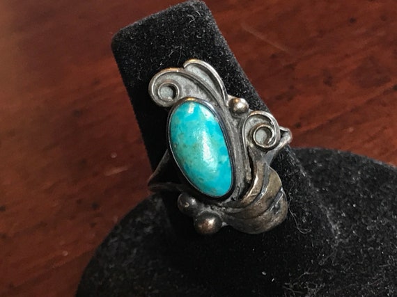 Vintage Begay Navajo Turquoise Sterling Silver Ri… - image 1