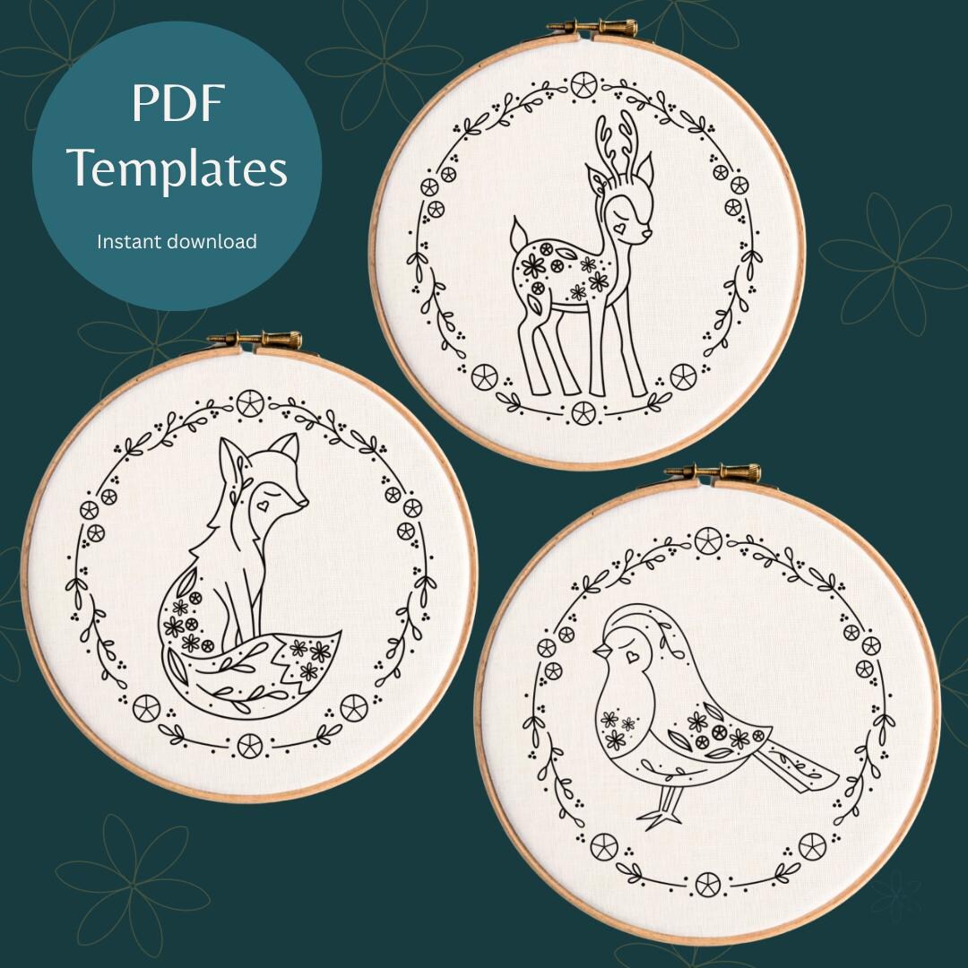 Woodland Animals Hand Embroidery Pattern Bundle (PDF Download) - Etsy