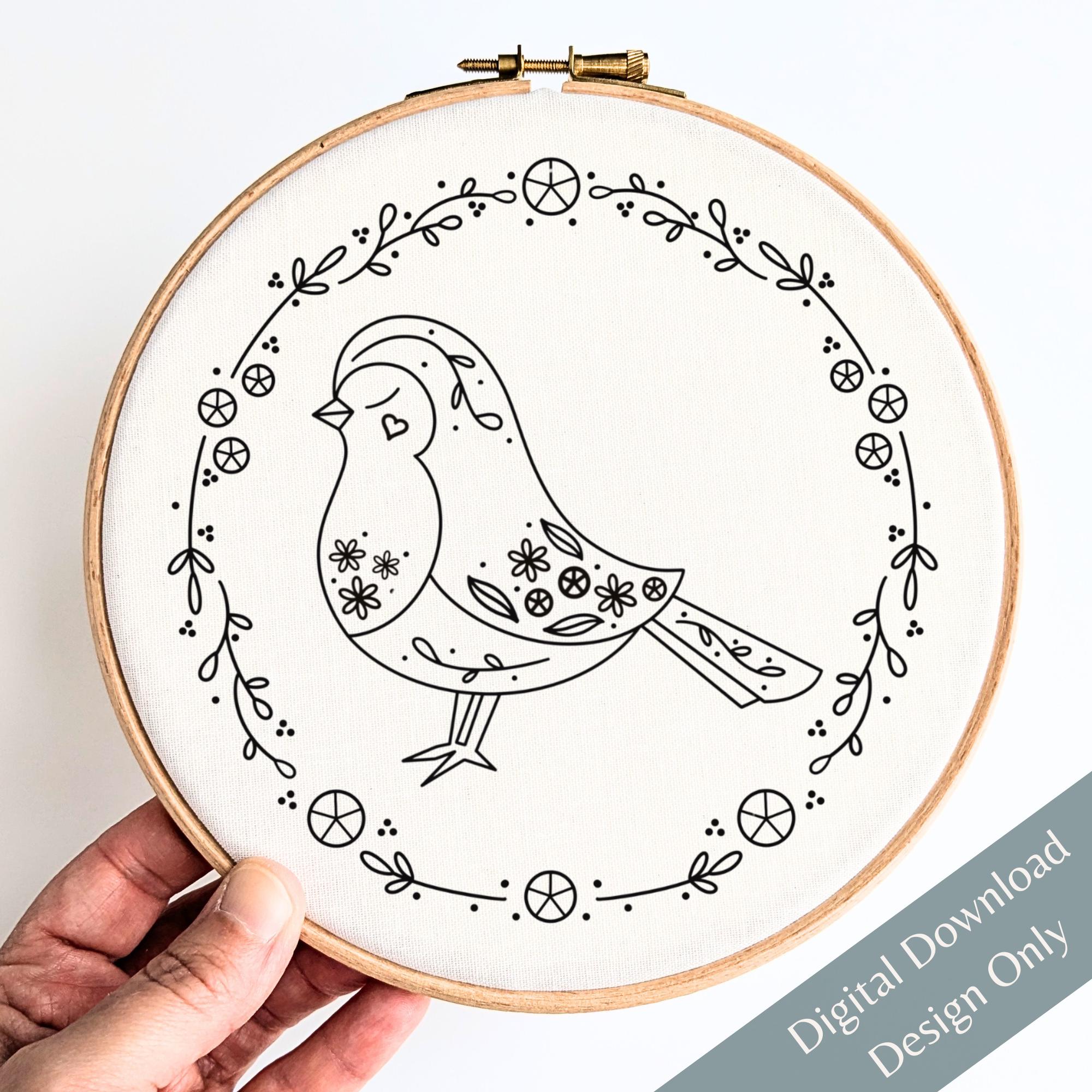 Robin Embroidery Pattern Embroidered Bird, Bird Hand Embroidery, Bird Embroidery, Robin ...