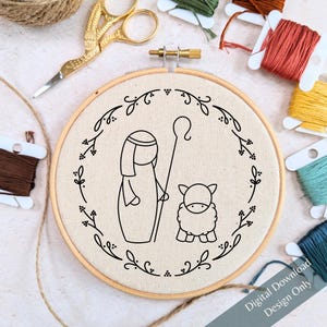 Nativity shepherds, shepherds nativity scene, Bethlehem shepherd embroidery design, Christmas shepherds embroidery design