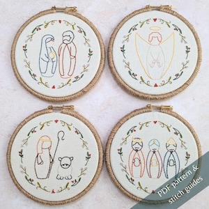 Nativity scene embroidery designs, nativity 4 embroidery, gift for nativity collectors, christian Christmas embroidery patterns