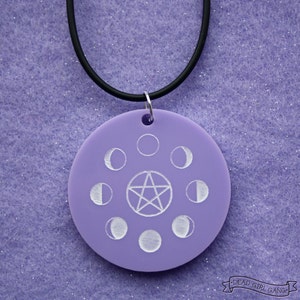 I See The Moon Wicca Necklace in Lilac