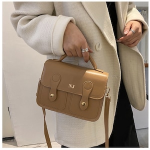 Personalised Vegan Leather Satchel / Khaki Satchel /  Khaki Satchel Bag / Vegan Leather Bag / Vegan Leather Handbag/ Vegan Leather Messenger