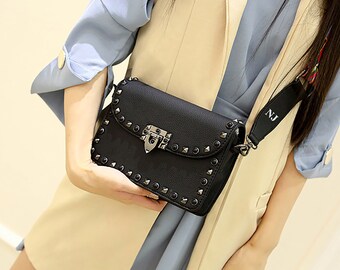 studded leather handbag