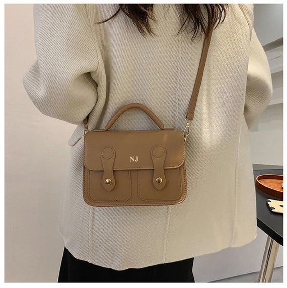 Personalised Vegan Leather Satchel Khaki Satchel Khaki Satchel