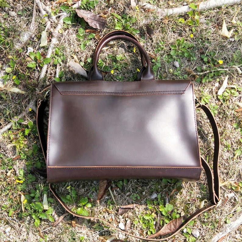 Personalised Vegan Leather Laptop Bag / Brown Briefcase / Etsy