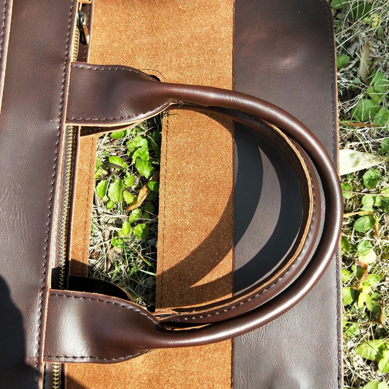 Personalised Vegan Leather Laptop Bag / Brown Briefcase / Etsy