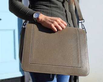 SALE Grey Leather Bag / Leather Handbag / Leather Messenger / Leather Shoulder Bag / Gray Leather Bag / Leather Purse / Gray Handbag