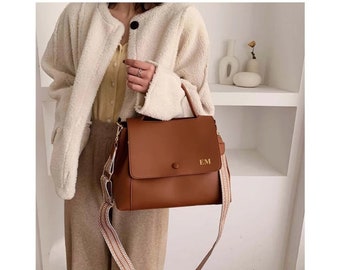 Sac en cuir végétalien personnalisé / Sac à main Tan / Sac Tan / Sac en cuir végétalien / Sac à main en cuir végétalien / Messager en cuir