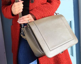 Personalised Grey Leather Bag / Grey Leather handbag /  Grey Leather Messenger /  Leather Bag / Leather Handbag / Leather Messenger