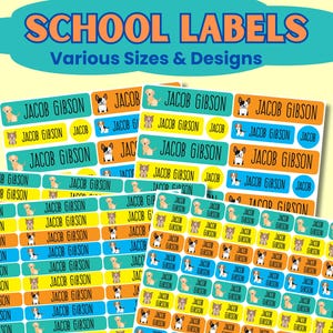 School Supply Labels - Back to School Label Pack - Personalized Kids Name Stickers for Preschool - Waterproof Clothing Tag Label