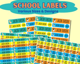 School Supply Labels - Back to School Label Pack - Personalized Kids Name Stickers for Preschool - Waterproof Clothing Tag Label