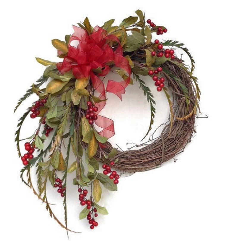 Red Berry Christmas Wreath for Door Holiday WreathWinter Etsy